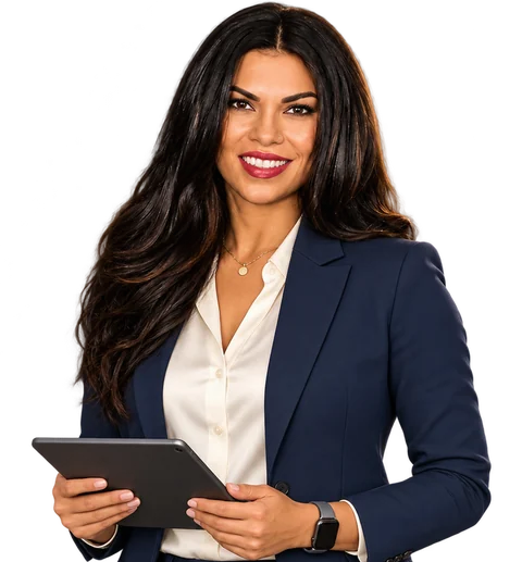 Roopa, founder of Alpiba, holding a tablet